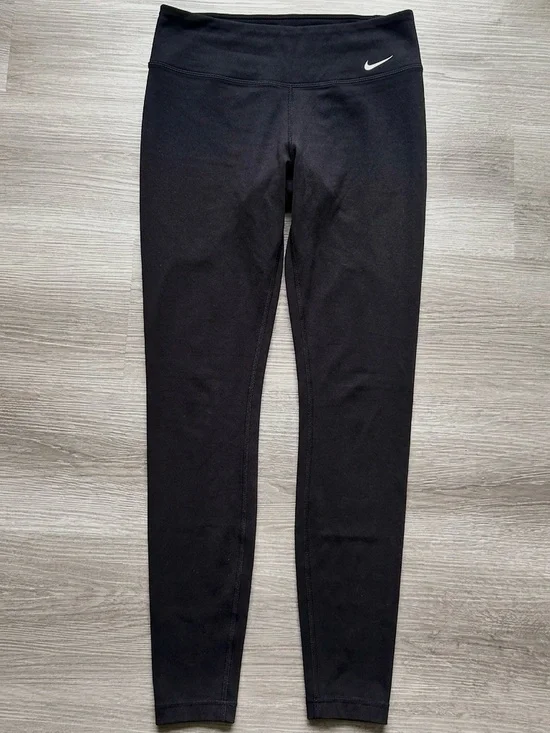 Nike Black dri-fit Leggings with White Swoosh - size S