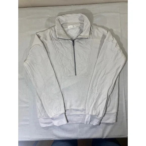 Nine Britton Womens Pullover Sweatshirt Quarter Zip Quilted‎ Mock Neck Sweater