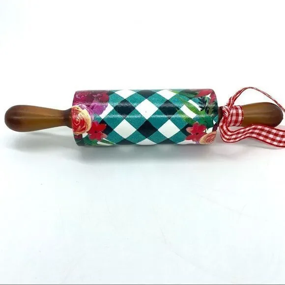 The Pioneer Woman Gingham Rolling Pin Christmas Ornament