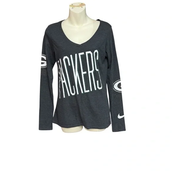 Nike Women's Gray Packers Long Sleeve Tee size small athletic cut