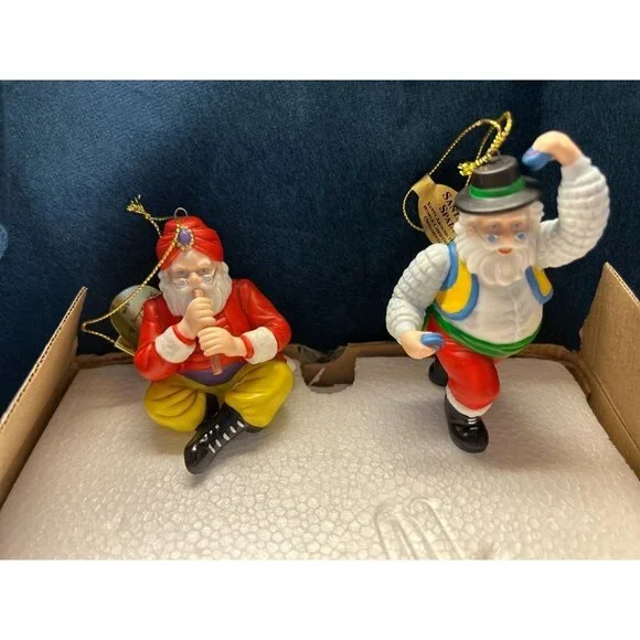 Christmas Decorations The Danbury Mint Santa in SPAIN & Santa in INDIA  3/4