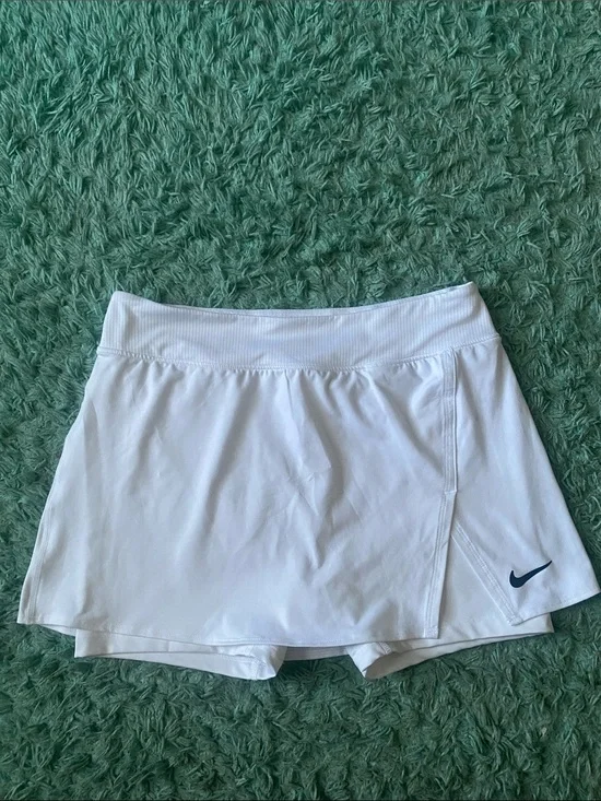Nike White Women’s Athletic Skort with Navy Swoosh