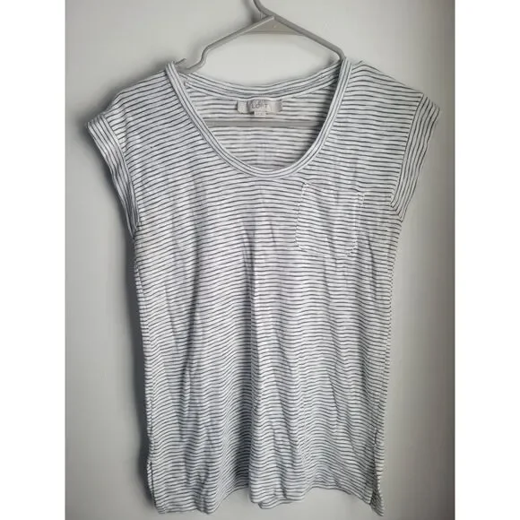 Ann Taylor LOFT Striped Black White Shirt Extra Small XS
