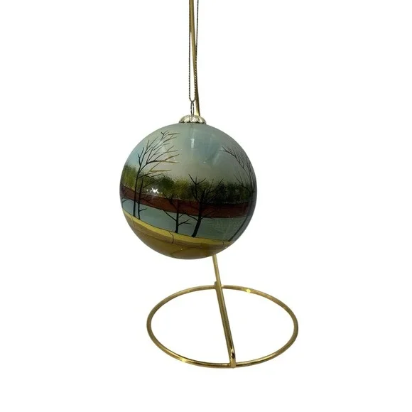 Paris, Eiffel Tower Hand Painted Glass Christmas Ornament Boule de Noël