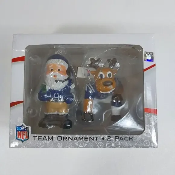 NFL Indianapolis Colts 2 Pack Christmas Tree Ornament‎ Decoration Santa Reindeer