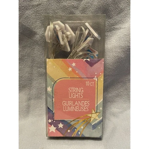 NEW Diamond Blue Pink White String‎ of White LED Fairy Lights 10 Count 3.6 Feet