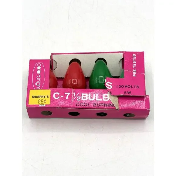 Vintage Colorbright C-7½ Christmas Bulbs Murphy’s Price Tag NOS Beck Electric