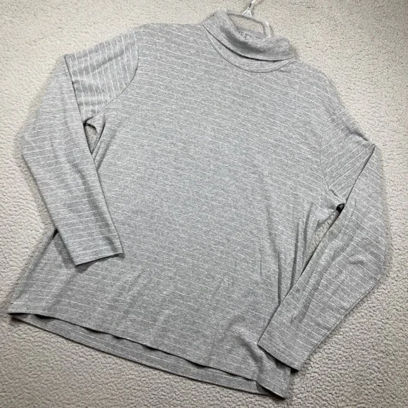 Time and Tru Turtleneck Top Women XXL Gray Metallic Striped Long Sleeve Cozycore