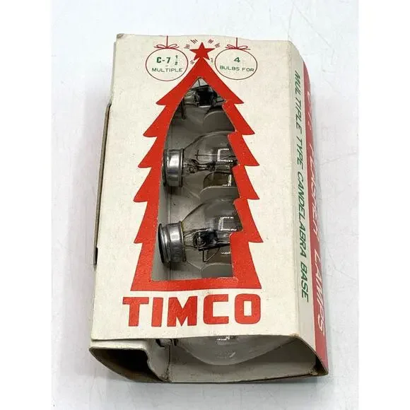 Vintage Timco C-7½ Christmas Flasher Lamps 4 Bulbs Box Korea Candelabra