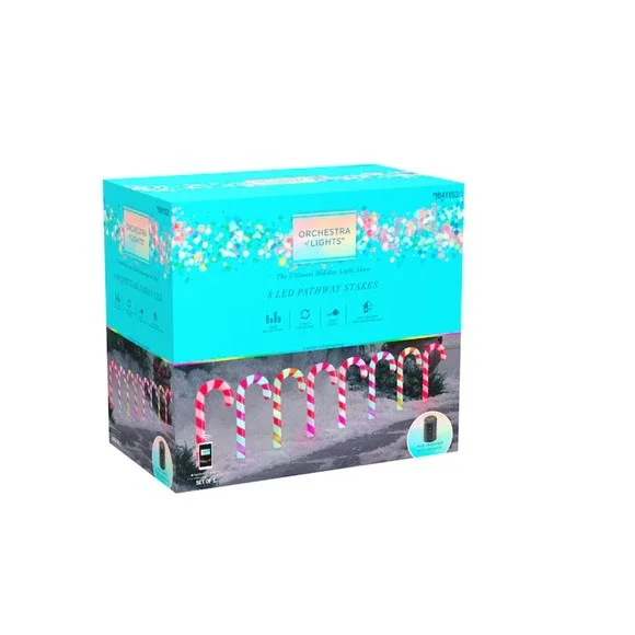 Gemmy Orchestra of Lights 8 Color Changing Candy Cane‎ Christmas Pathway Markers