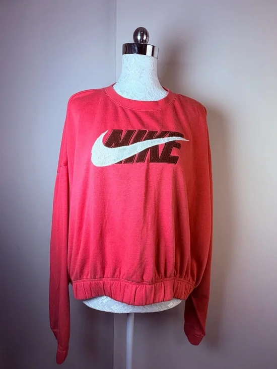 Nike Coral Pink Crewneck with White Swoosh and Black Logo