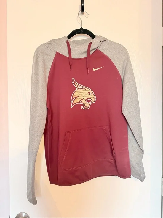 Texas State University Nike Maroon & Gray Hoodie with Bobcat Logo