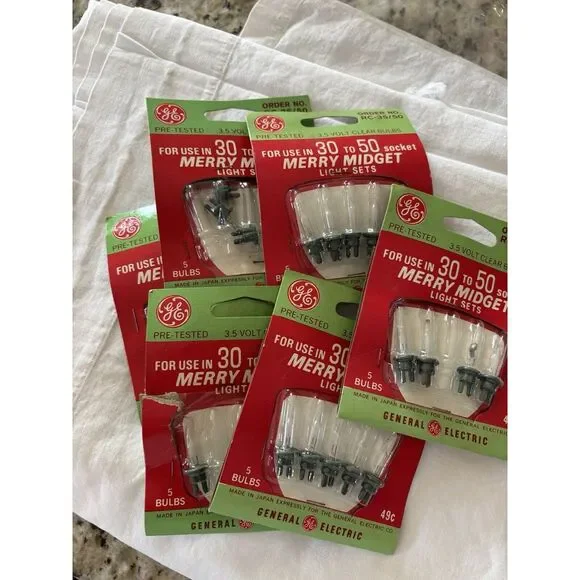 Merry Midget  Clear Replacement Lights. 7 Full  Packages.  30 To 50‎ Socket.