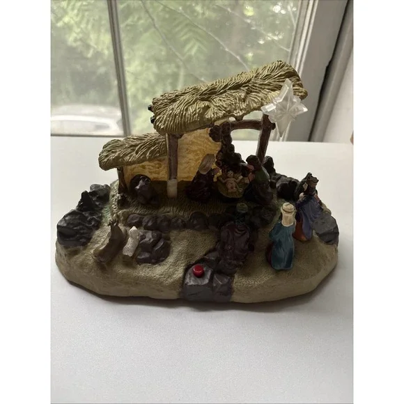 Gemmy Nativity Scene LIghts-Up Musically Narrated Birth of Jesus Christmas WORKS