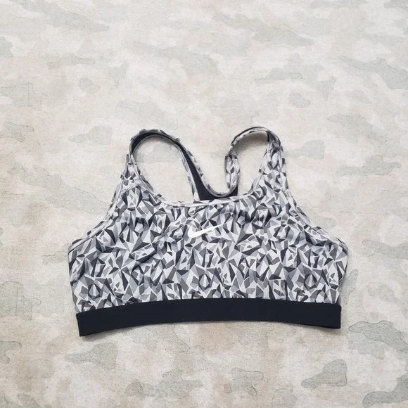 Nike Sports Bra Womens Large Gray Dri-Fit Pullover Gym Fitness Running Outdoors