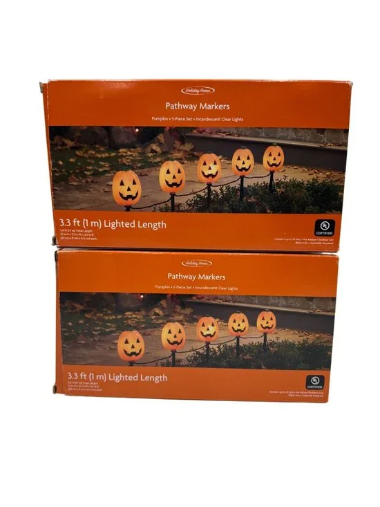 Holiday Home Pathway Markers 5-Piece Set Halloween Pumpkins 3.3 Ft Length