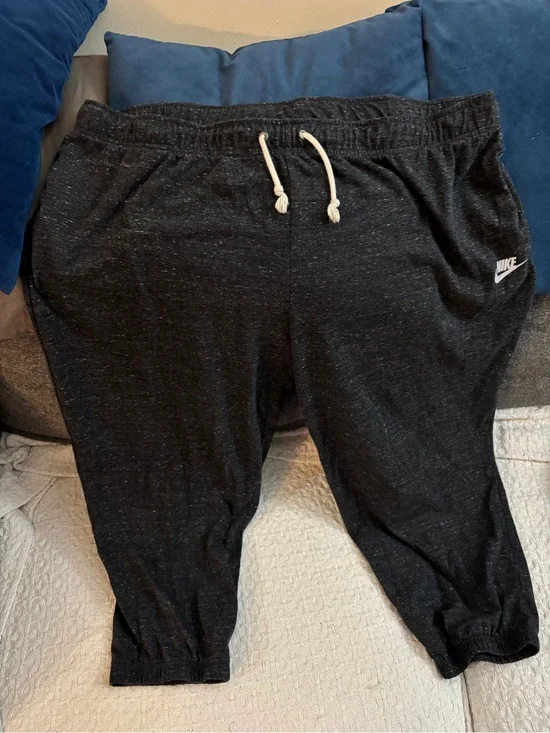 Nike Black Jogger Sweatpants with White Drawcord