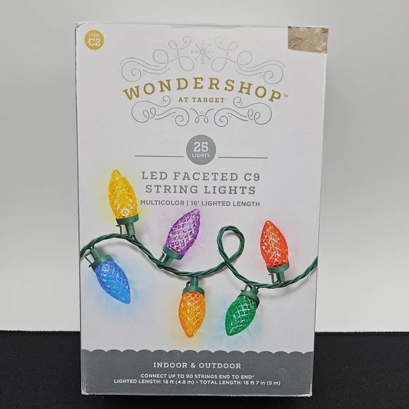 Wondershop LED Faceted C9 String‎ Lights 25ct Multicolor 16ft Indoor Outdoor C2