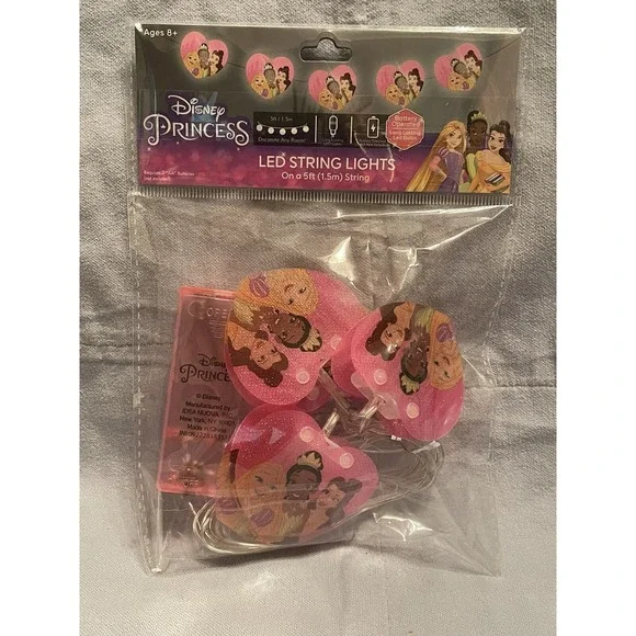 NEW‎ Walt Disney Princesses LED String Lights 5ft Battery Powered Lights