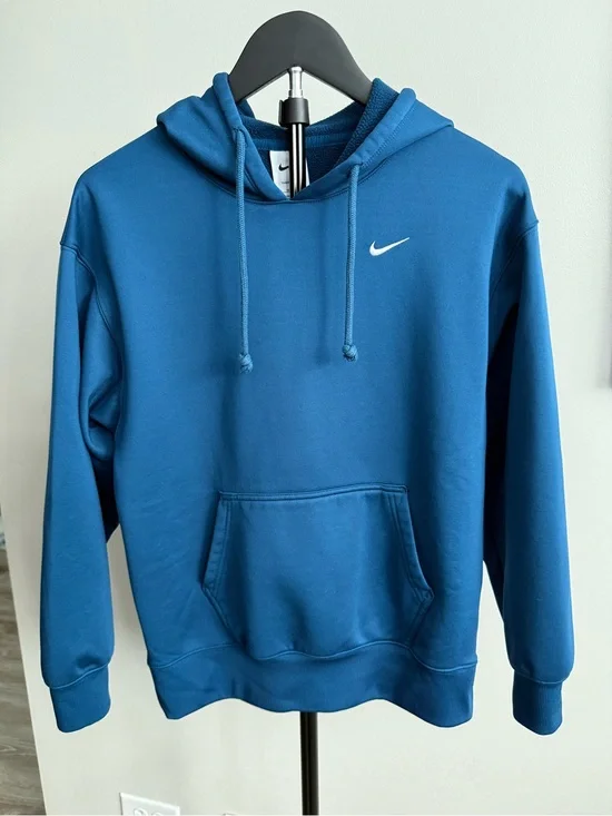 Nike Woman’s Dark Teal Blue Pullover Hoodie with White Swoosh Size XSmall