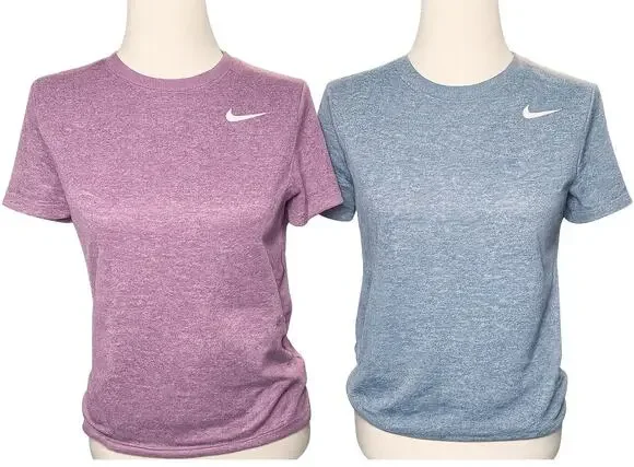 Nike Dri-FIT Bundle, Two Performance Athletic Tees, Blue & Purple, Women's XS