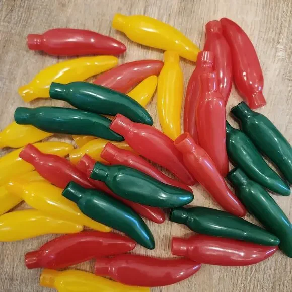 33 Yellow Red Green Chili Pepper Light Covers Bulbs Vintage