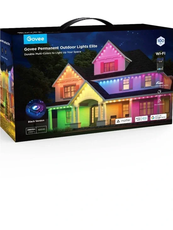 Open Box - Govee -  100ft RGBICW White Permanent Outdoor Lights  White