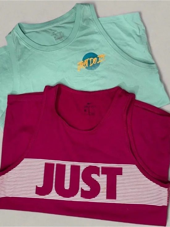Nike Mint & Magenta Tank Tops - Just Do It Graphic