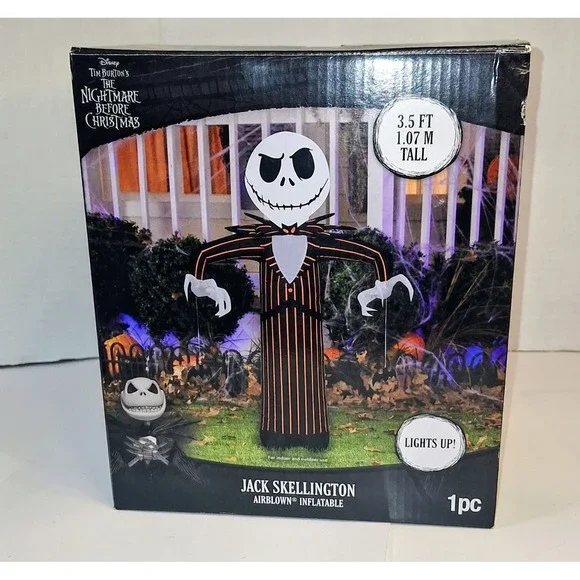 Gemmy Nightmare Before Christmas‎ Inflatable Jack Skellington Lights Up 3.5 Feet