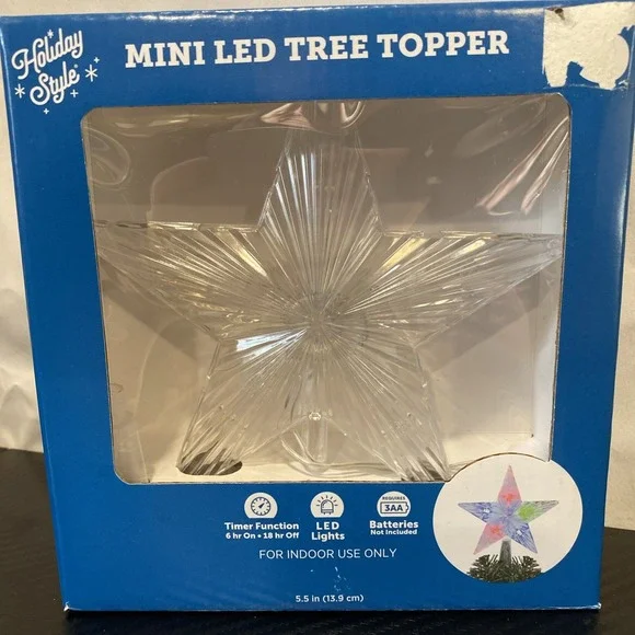 MINI STAR LED‎ TREE TOPPER AA BATTERIES NOT INCLUDED