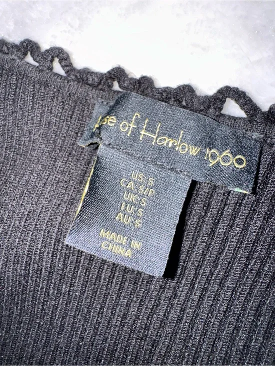 HOUSE OF HARLOW Black Ribbed Long Sleeve Knit Top
