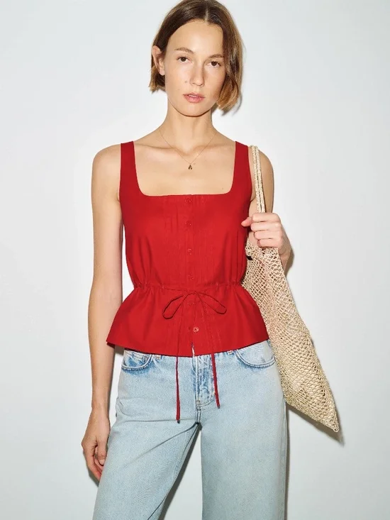 Reformation Elowen Top Red - Size M