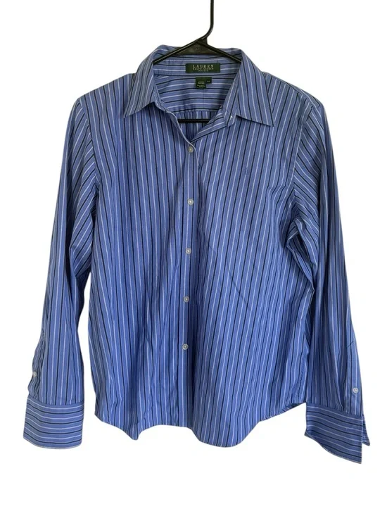 Lauren Ralph Lauren Blue Stripe Button Down Shirt