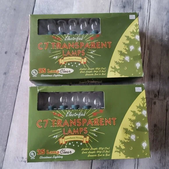 (set of 2) C7 Clear Indoor/Outdoor Lights (25 per pack)