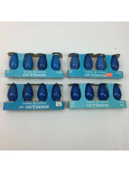 General Electric GE C9-1/2 Outdoor Christmas Lamps Hanukkah Blue Bulbs