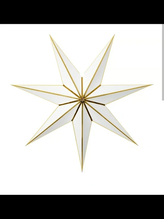 NIB Paper Star Shade Pendant Light Christmas Decor Holiday White W/Gold Trim 35