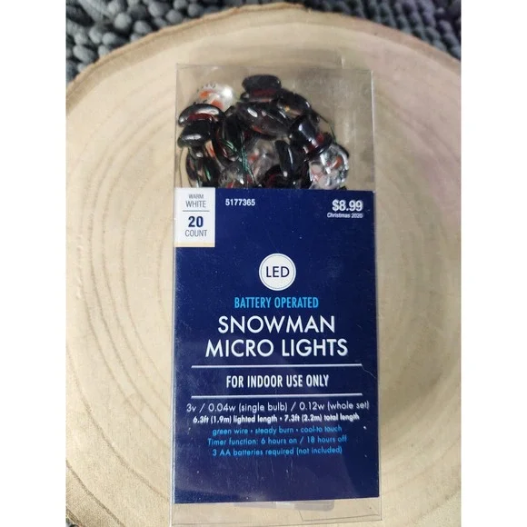 2019 CHRISTMAS/HOLIDAY/SEASONAL Snowman MINI STRING Lights‎ LED~NEW