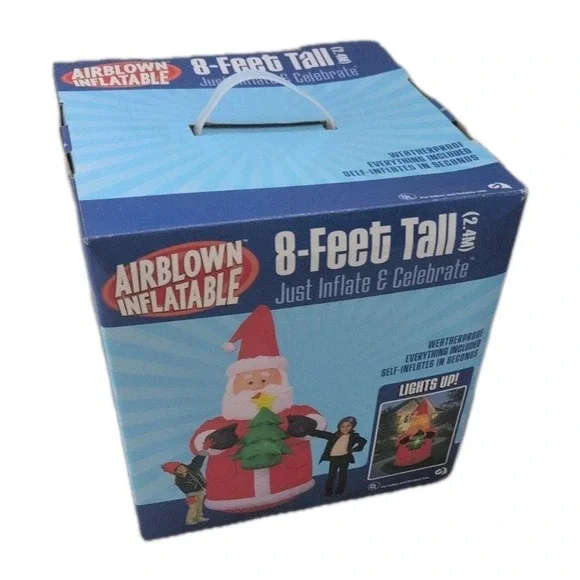 Vintage 2005 Gemmy Airblown Inflatable Lights Up 8' Tall Santa Claus - New