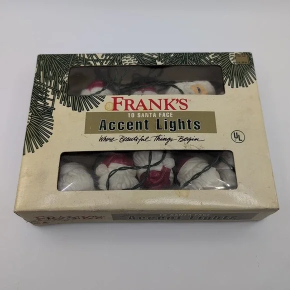 Frank's 10 Santa Claus Face Accent Christmas Tree Holiday Lights VTG