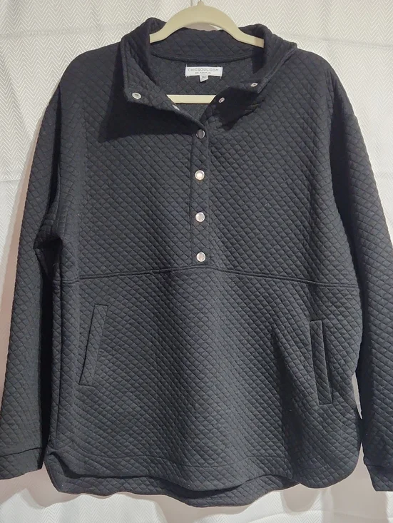 1XL Chic Soul Quilted Black Pullover