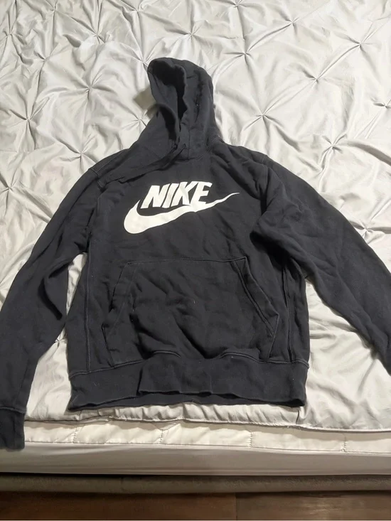 Nike Black Crewneck Hoodie with White Swoosh Logo