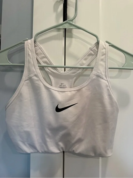 Nike White and Black Dri-FIT Racerback Sports Bra