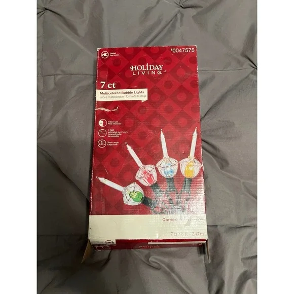 Holiday Living 7 Ct Multicolor Bubble Lights Christmas String Lights Tested Box