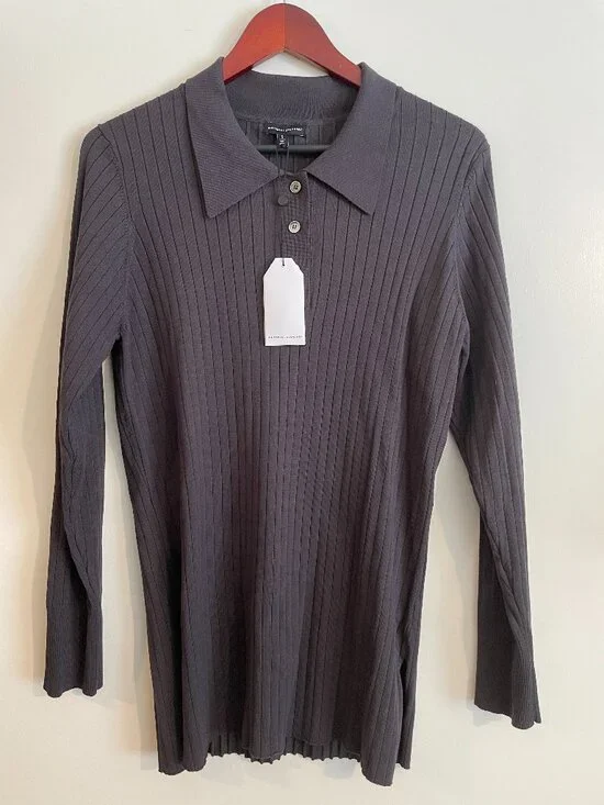 Universal Standard 3 button Polo grey gray medium NWT New with Tag
