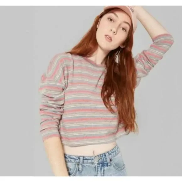 Wild Fable | Striped Long Sleeve Crop Top |  Medium