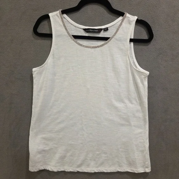Colleen Lopez Embellished Tank Top Women's Size Medium Casual Bling Classic‎