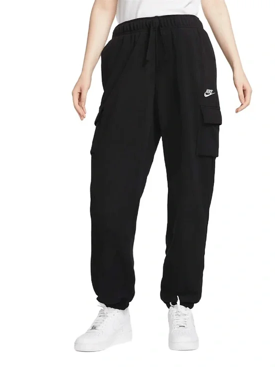 Nike Women's Sportswear Club Fleece Mid Rise Oversized Cargo Sweatpants Black