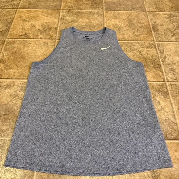 Nike Dri-FIT Blue Heathered Performance Tank Top Womens Medium Sleeveless Shirt