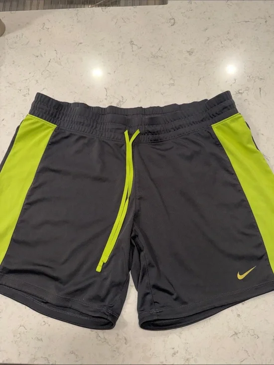 Nike gray  Athletic Shorts with Lime Green Accents