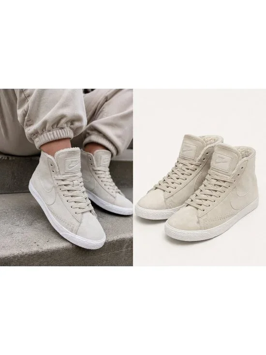 Nike Blazer Mid Premium Sherpa Women’s 7.5 Beige Suede High Top 403729-200